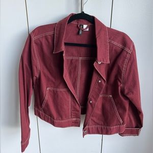 H&M Cropped Red Denim Jacket